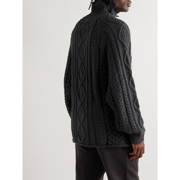FEAR OF GOD ESSENTIALS Charcoal Gray Heavy Cable Knit Rollneck Sweater Medium - Picture 2 of 11